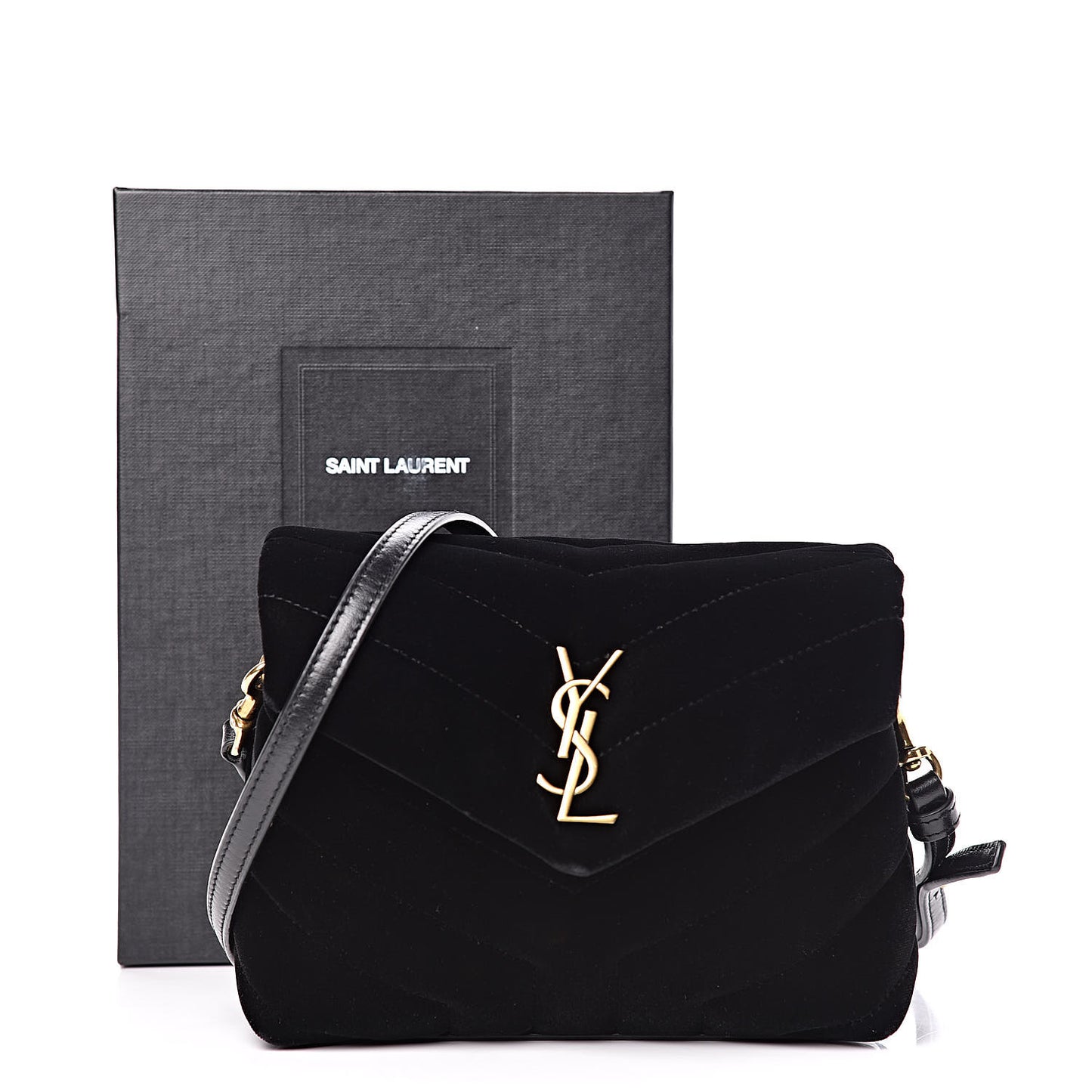 Velvet Y Quilted Monogram Toy Loulou Chain Satchel French Black