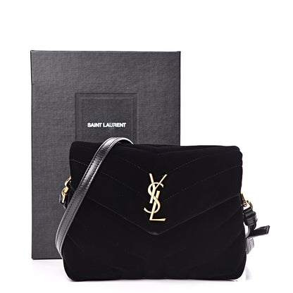 Saint Laurent Velvet Y Quilted Monogram Toy Loulou Chain Satchel French Black 13 of 13