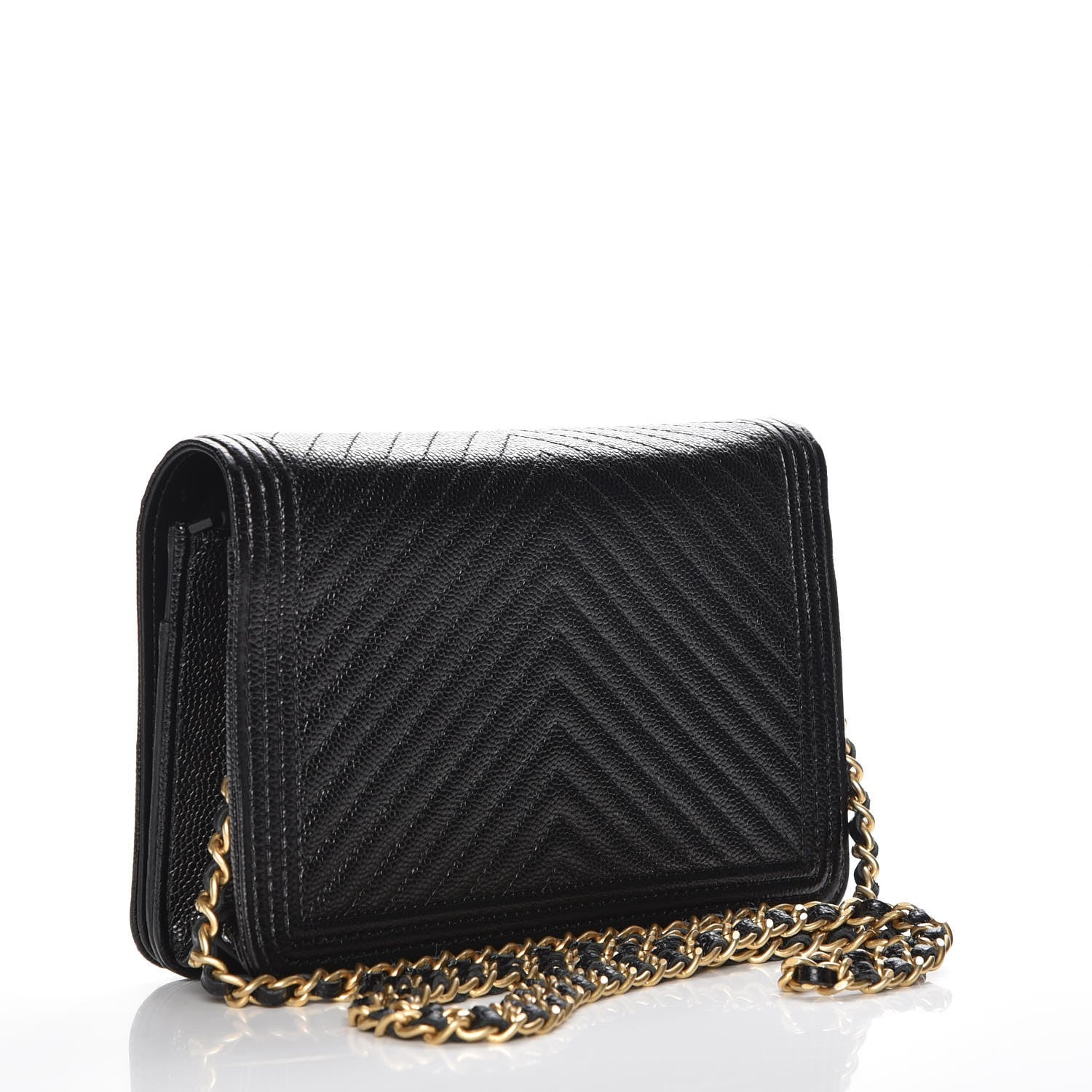 Chanel Caviar Quilted Boy Wallet On Chain WOC Black 3 of 9