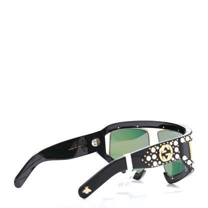 Gucci Acetate Pearl Rectangular Frame Sunglasses GG0234S Black Orange 4 of 7