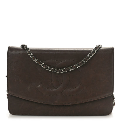 Chanel Lambskin Timeless CC Wallet on Chain WOC Dark Brown 1 of 13