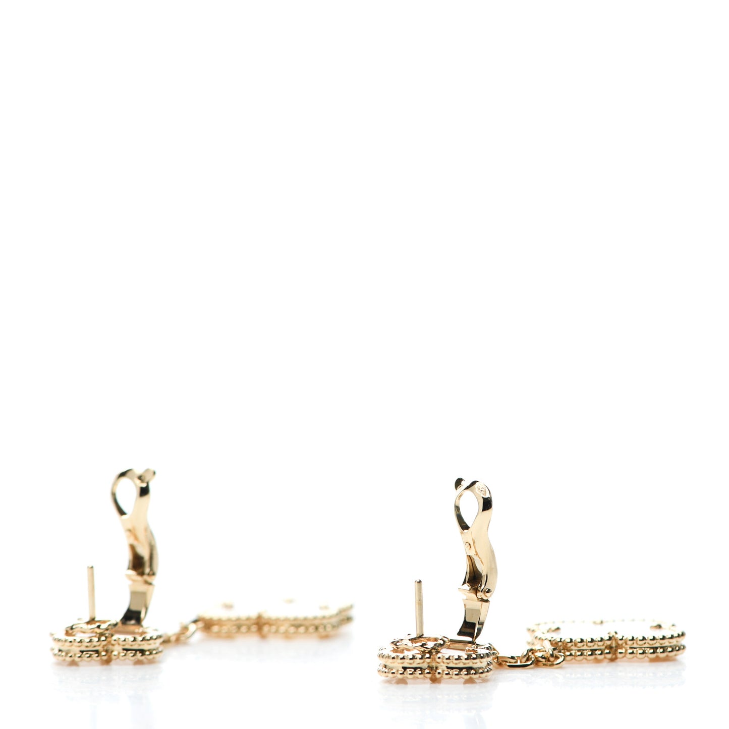 18K Yellow Gold Mother of Pearl 2 Motifs Magic Alhambra Earrings
