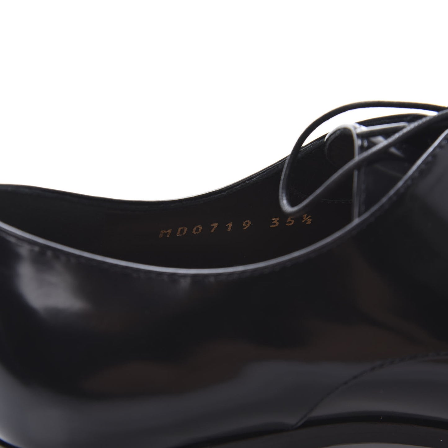Polished Calfskin Derby Shoe 35.5 Black