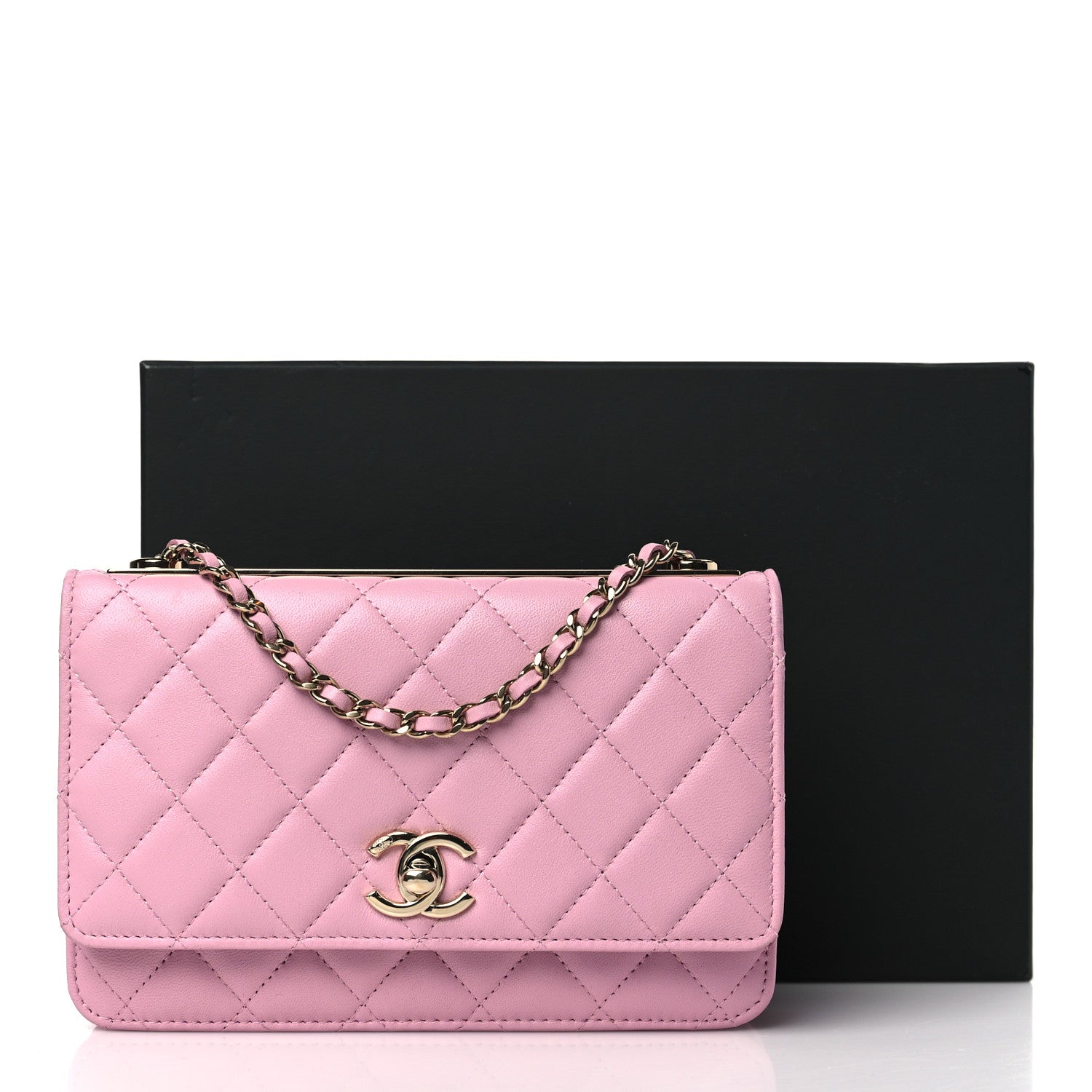 Chanel Lambskin Quilted Trendy CC Wallet On Chain WOC Pink 10 of 10