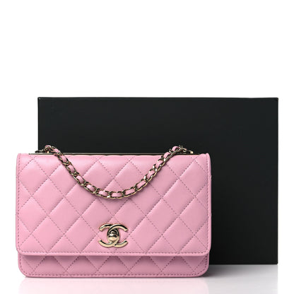 Chanel Lambskin Quilted Trendy CC Wallet On Chain WOC Pink 10 of 10