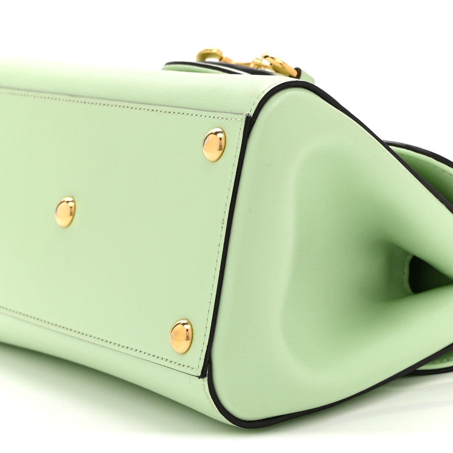 Glazed Textured Calfskin Mini Horsebit 1955 Top Handle Flap Bag Green