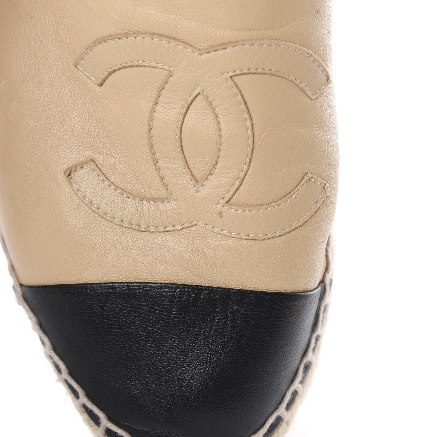Chanel Lambskin CC Espadrilles 39 Beige Black 11 of 12