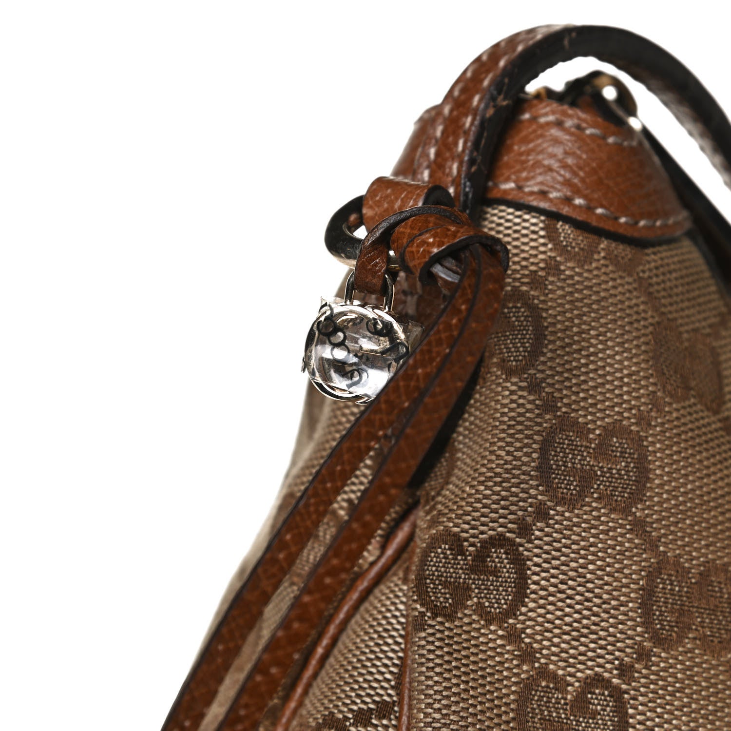 Gucci Monogram Textured Calfskin Large Bree Hobo Beige Ebony Nocciola 13 of 14