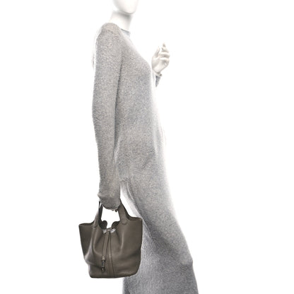 Hermes Taurillon Clemence Picotin Lock 22 MM Etain 2 of 10