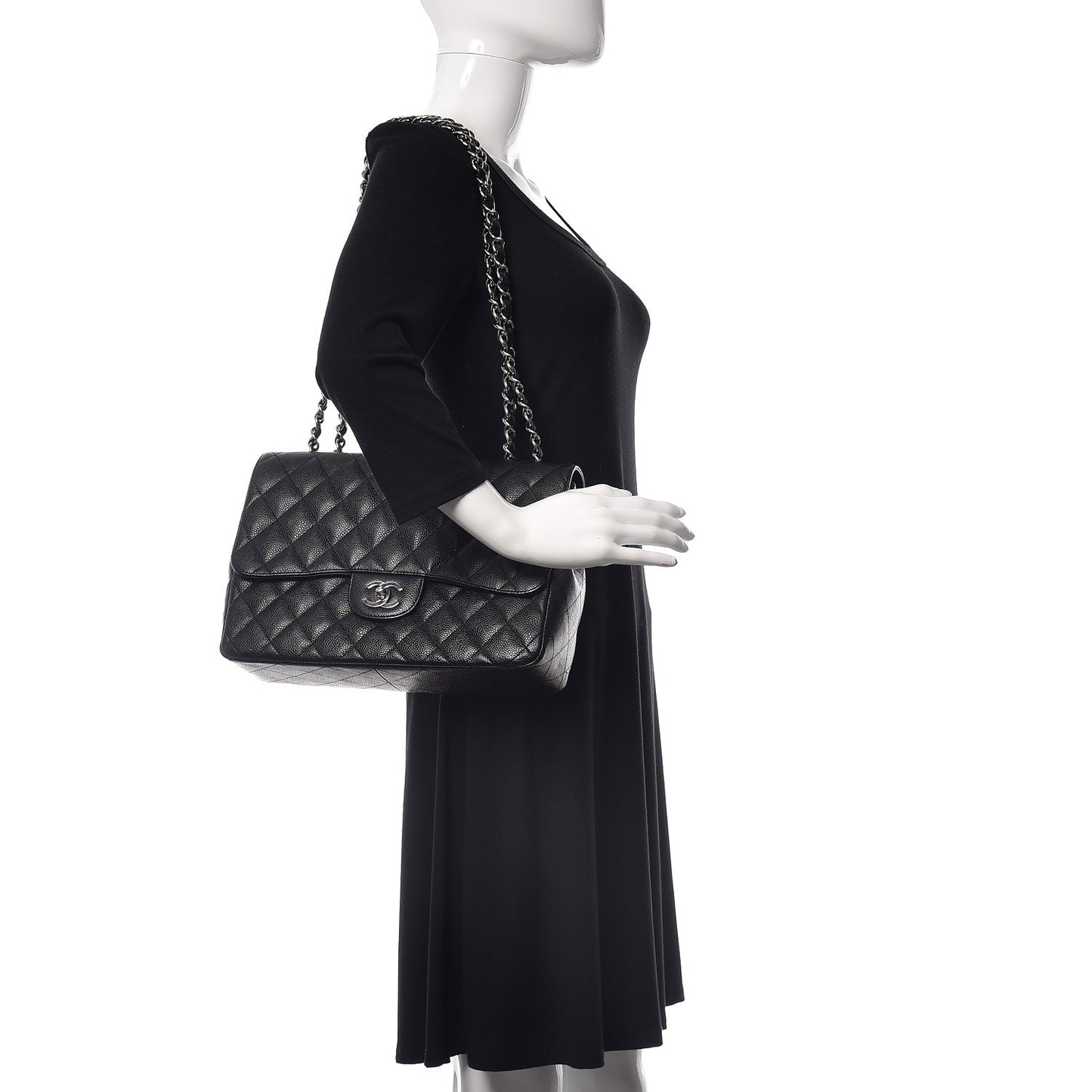 Caviar Quilted Jumbo Single Flap Black