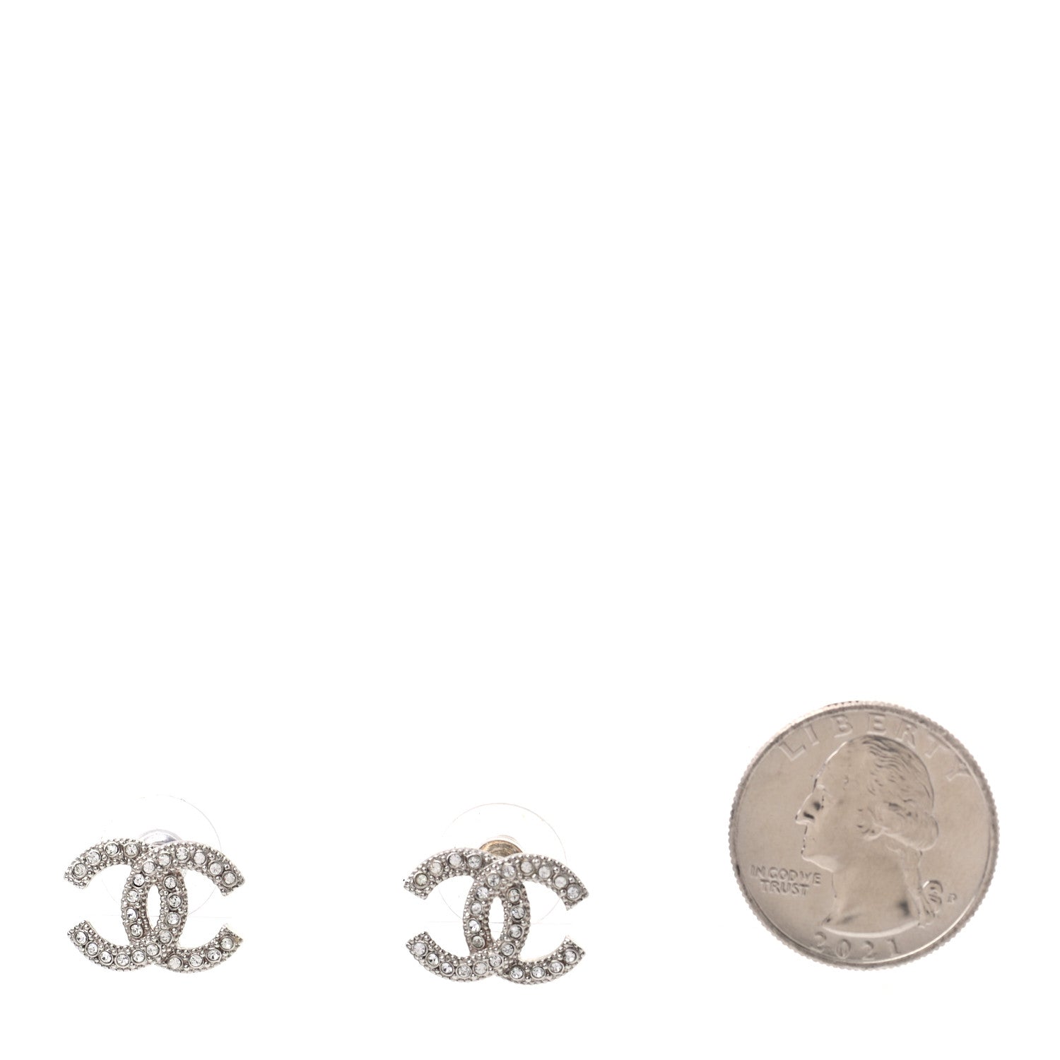 Chanel Crystal CC Coco Flapper Earrings Silver 2 of 4