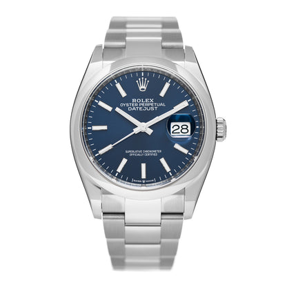 Rolex Stainless Steel 36mm Oyster Perpetual Datejust Watch Bright Blue 126200 1 of 5