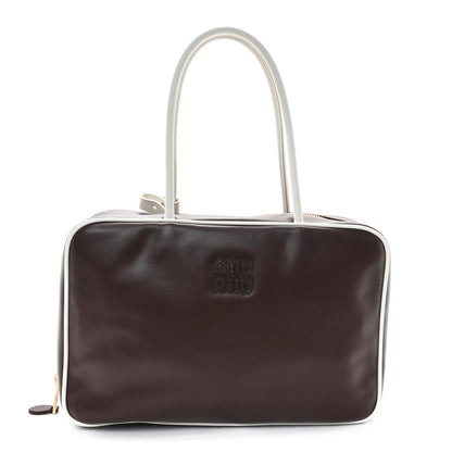 Miu Miu Soft Calf Softy Large Contrast Beau Top Handle Bag Radica White 1 of 9