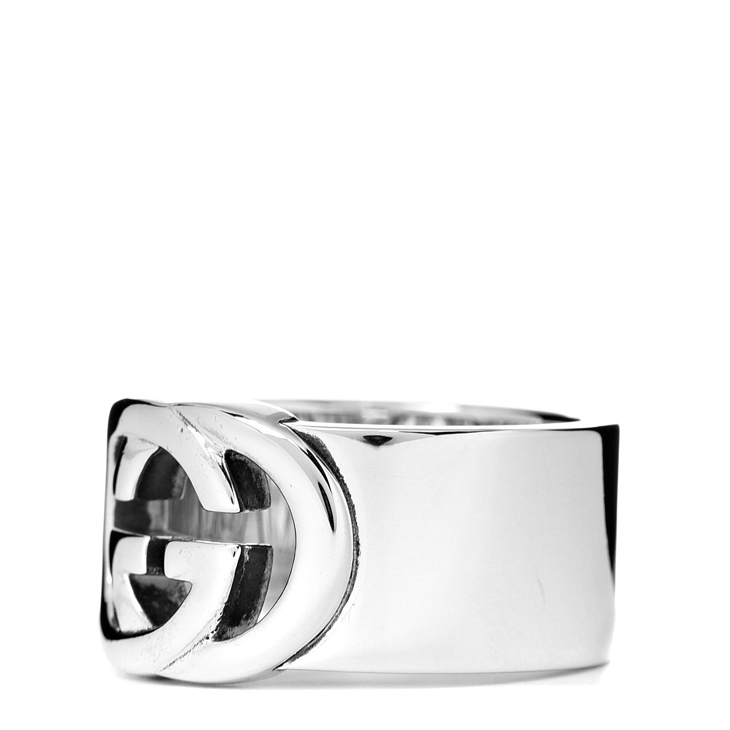 Gucci Sterling Silver 10mm Interlocking G Band Ring 54 6.75 2 of 6