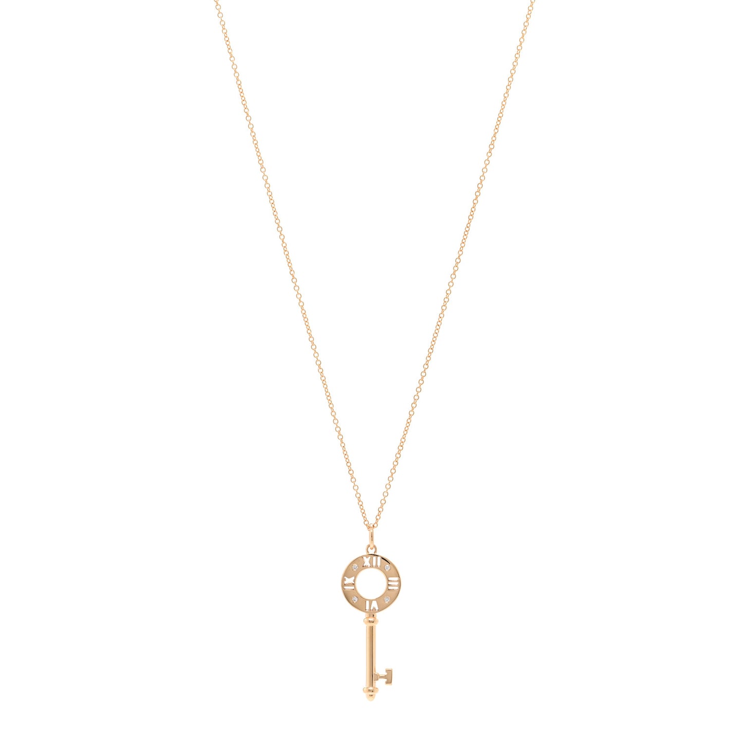 18K Rose Gold Diamond Atlas Pierced Key Pendant Necklace