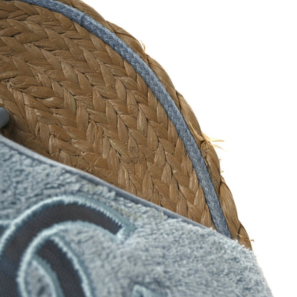 Chanel Terry Cloth Raffia CC Logo Thong Sandals 37 Blue 15 of 17
