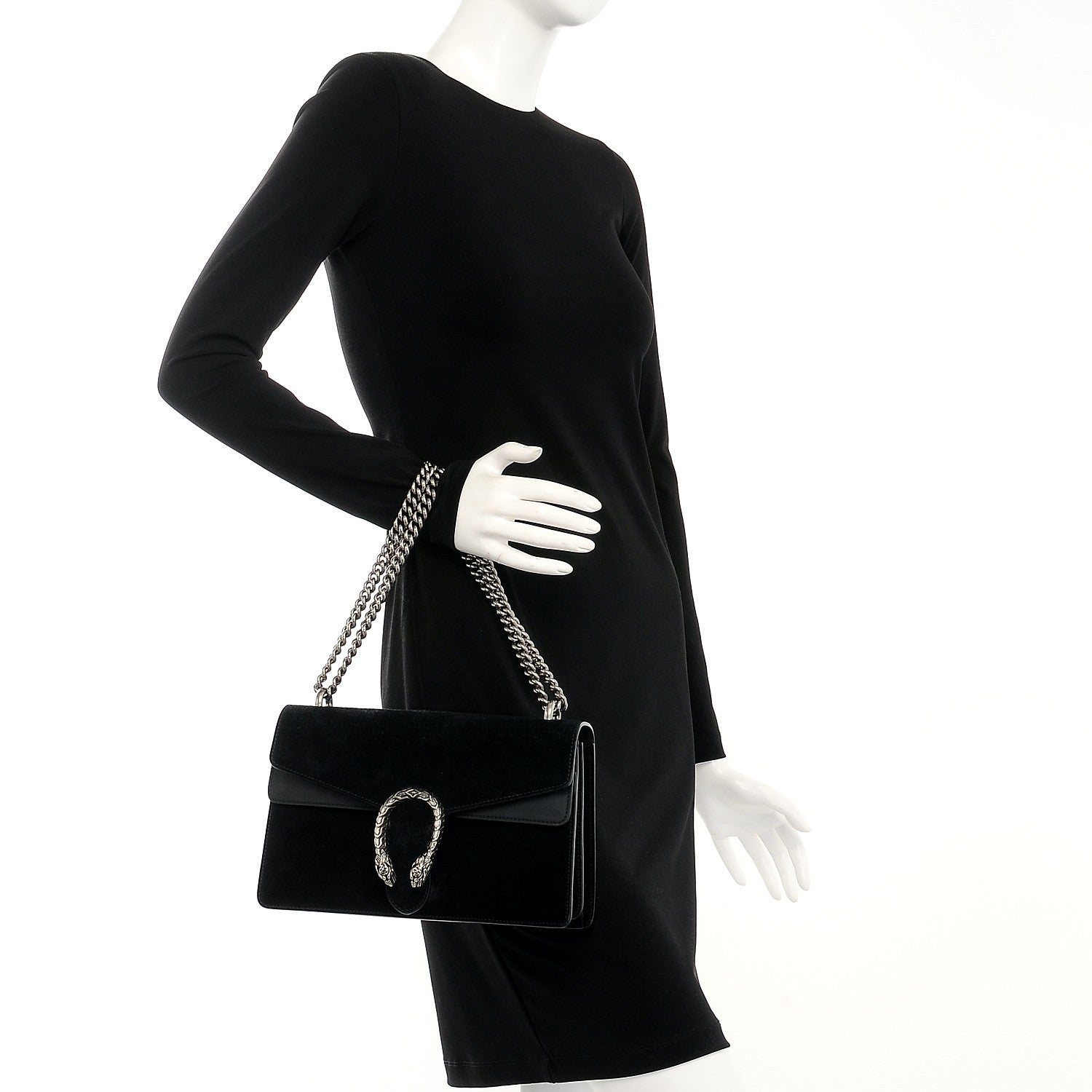 Gucci Suede Small Dionysus Shoulder Bag Black 2 of 8