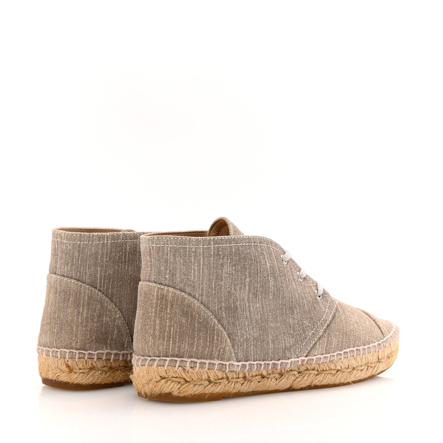 Striated Suede Espadrilles High Top Espadrilles 37 Light Grey