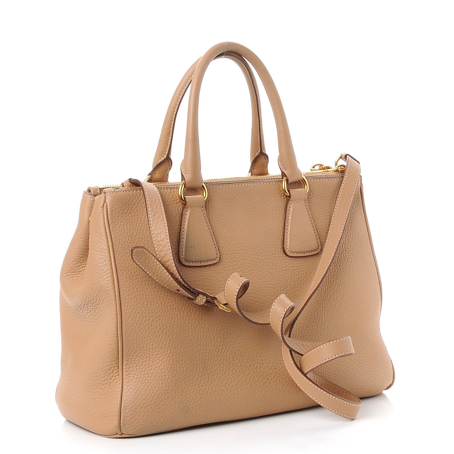 Vitello Daino Large Double Zip Tote Sughero