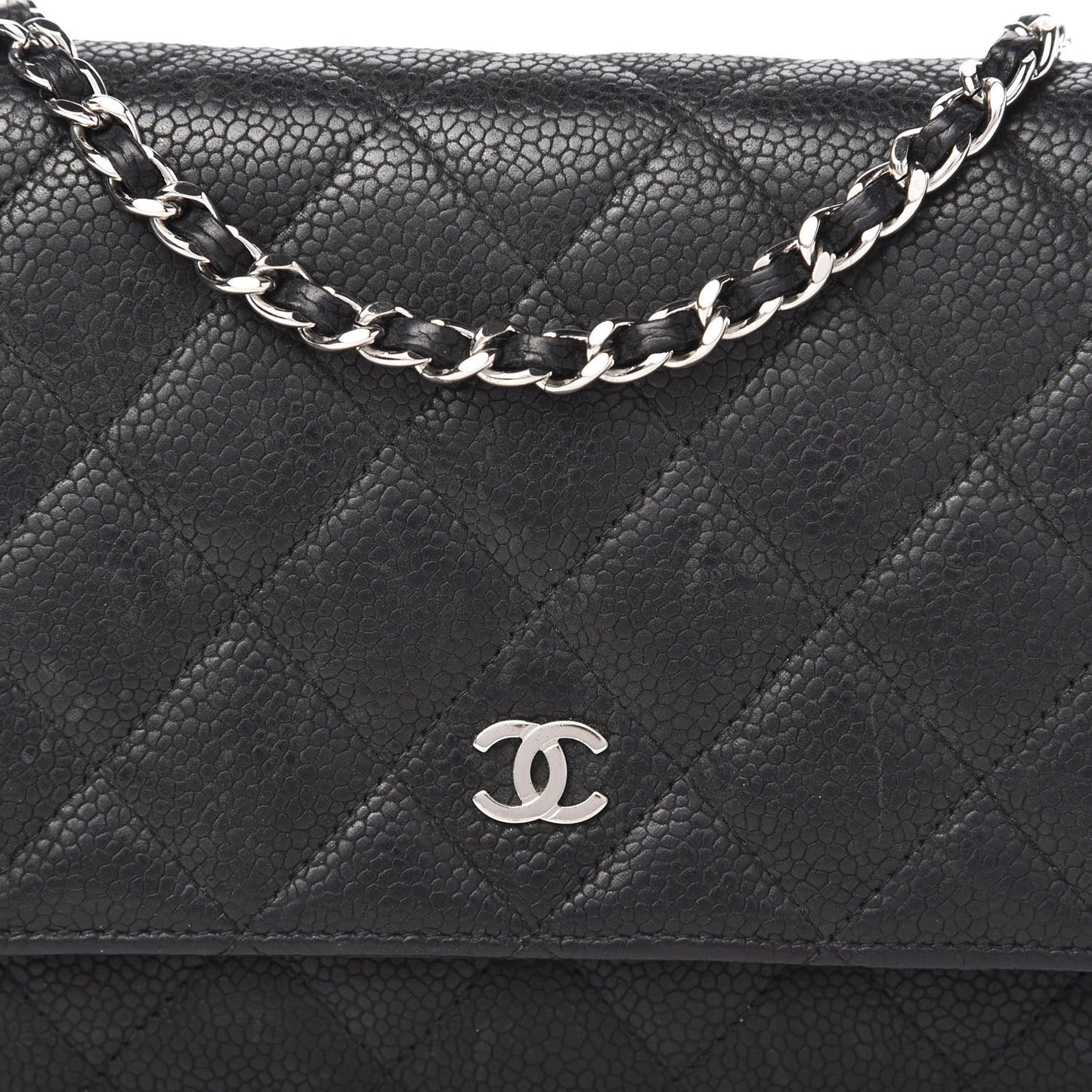 Caviar Quilted Wallet On Chain WOC Black