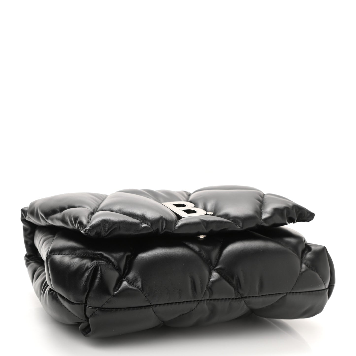 Nappa Calfskin Quilted Touch B Puffy Clutch Black
