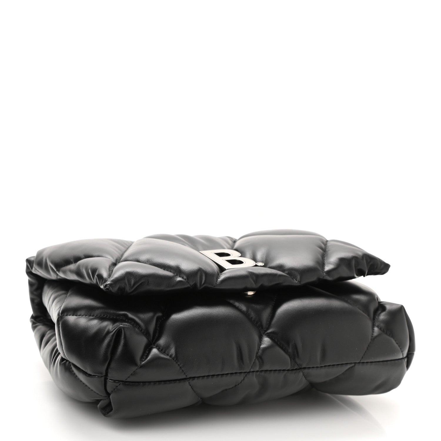 Balenciaga Nappa Calfskin Quilted Touch B Puffy Clutch Black 4 of 10