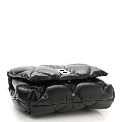 Balenciaga Nappa Calfskin Quilted Touch B Puffy Clutch Black 4 of 10