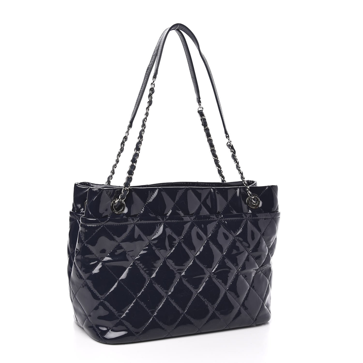 Chanel Patent Quilted Timeless CC Soft Tote Navy 2 of 11