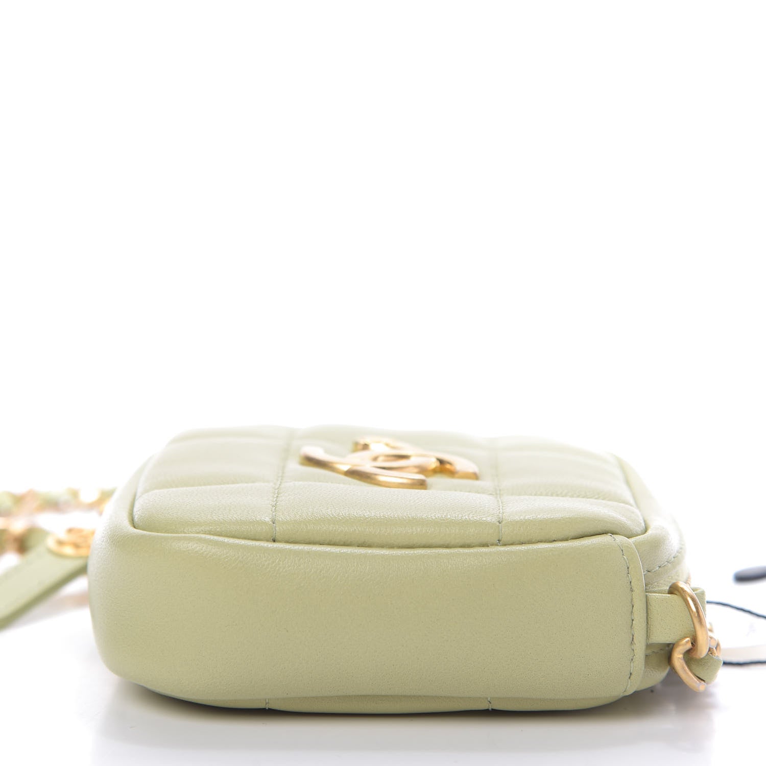 Chanel Lambskin Quilted Diamond Coin Purse With Chain Green 7 of 10