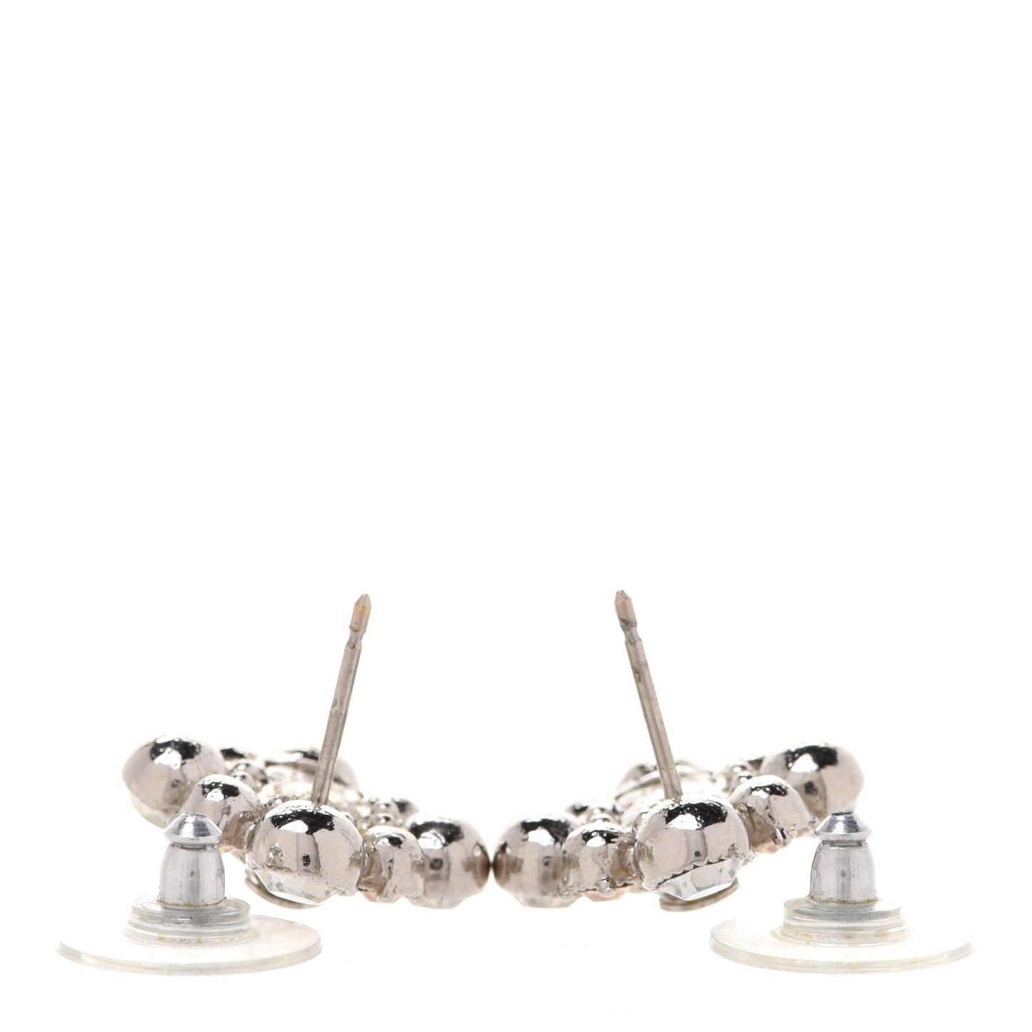 Crystal CC Flower Earrings Silver