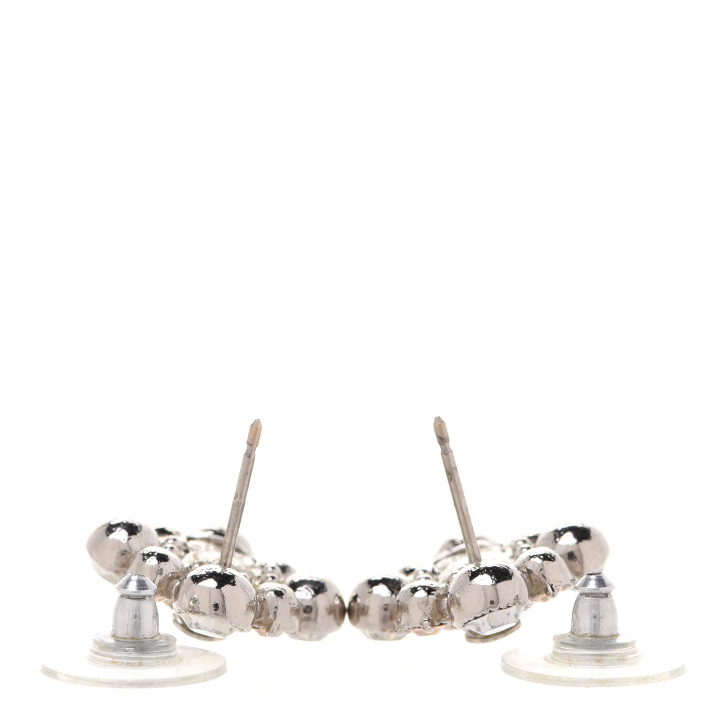 Chanel Crystal CC Flower Earrings Silver 3 of 4
