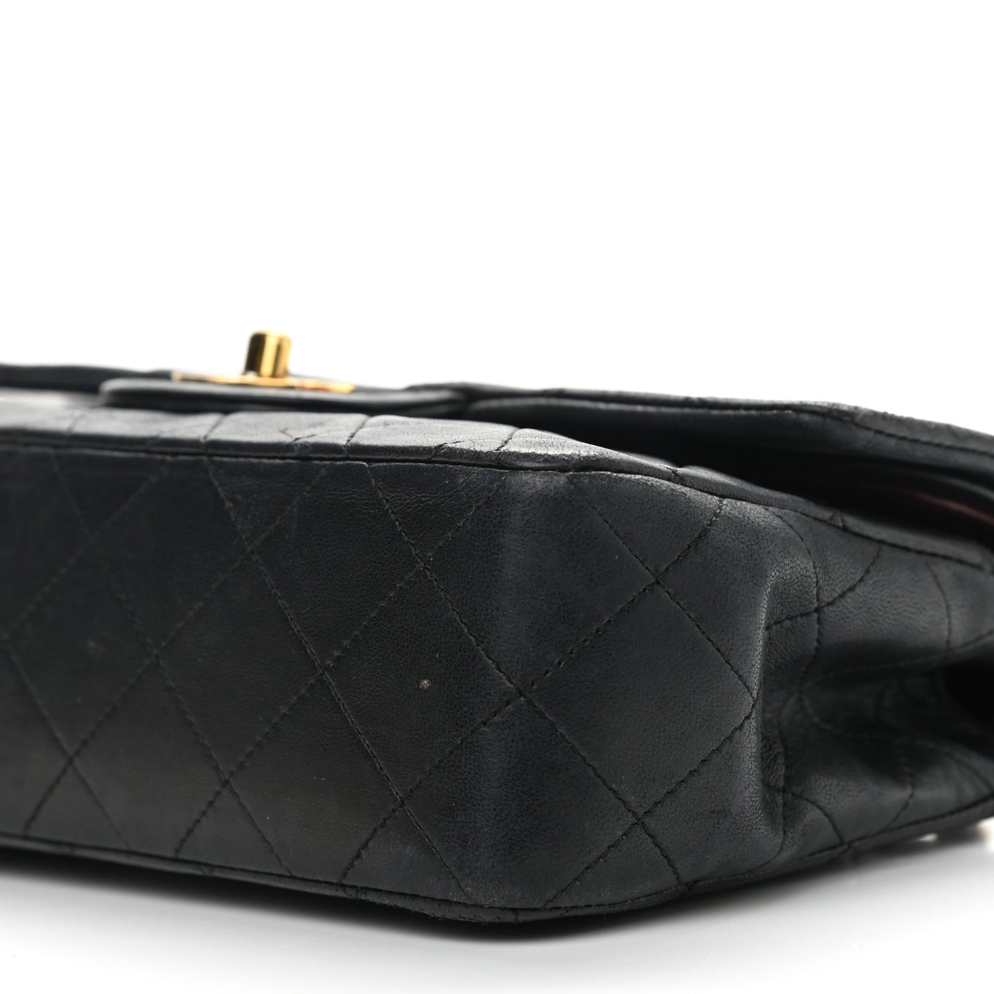 Lambskin Quilted Small Double Flap Black