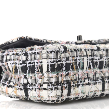 Chanel Tweed Quilted Mini Rectangular Flap White Black Multicolor 9 of 12