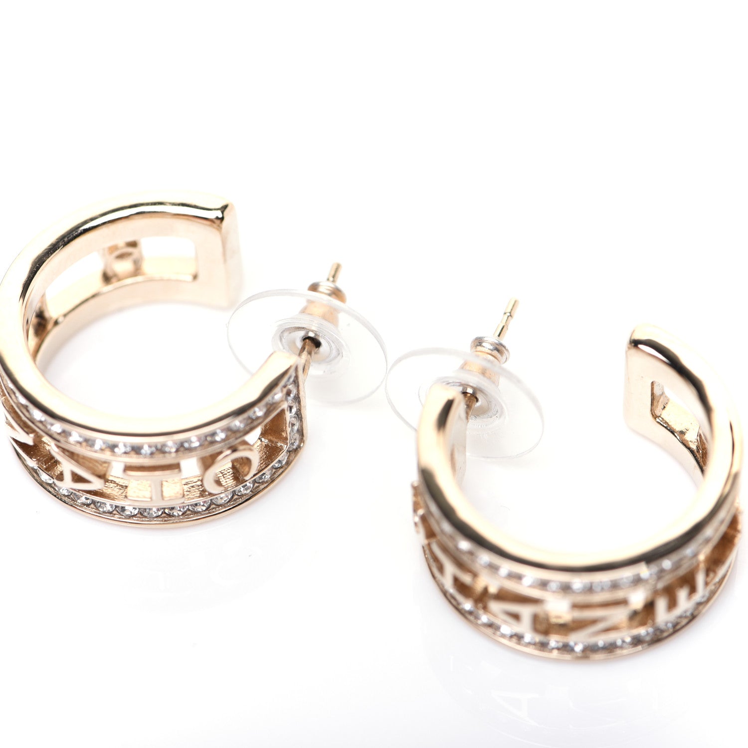Chanel Metal Crystal Bow-tiful CC Hoop Earrings Gold 4 of 7