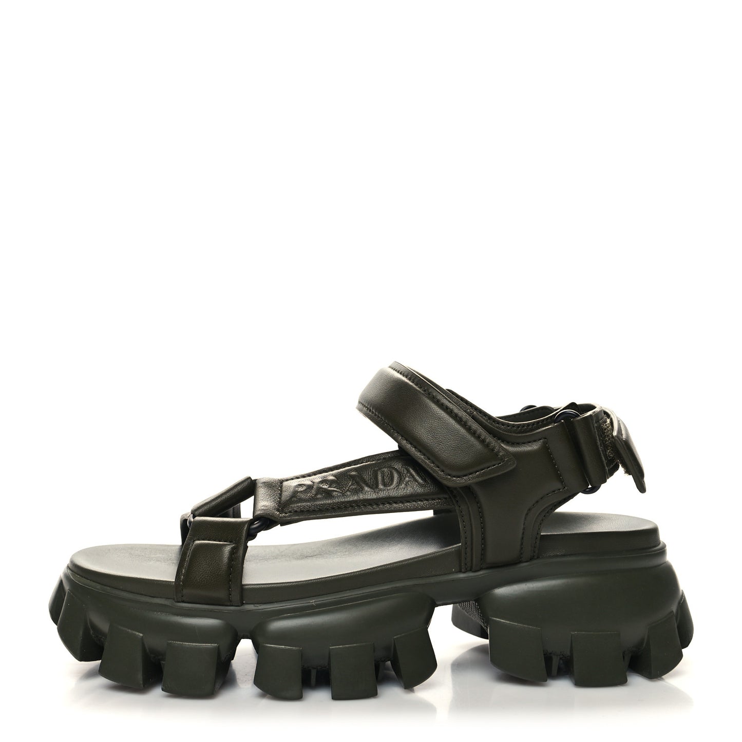 Nappa Logo Embossed Thunder Sole 50mm Sport Sandals 38.5 Militare