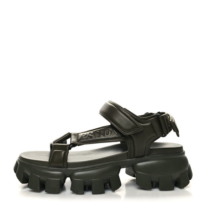 Prada Nappa Logo Embossed Thunder Sole 50mm Sport Sandals 38.5 Militare 1 of 8