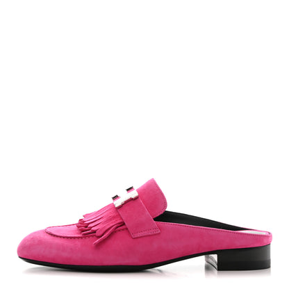 Hermes Suede Goatskin Rivoli Mules 35 Rose Azalee 1 of 9