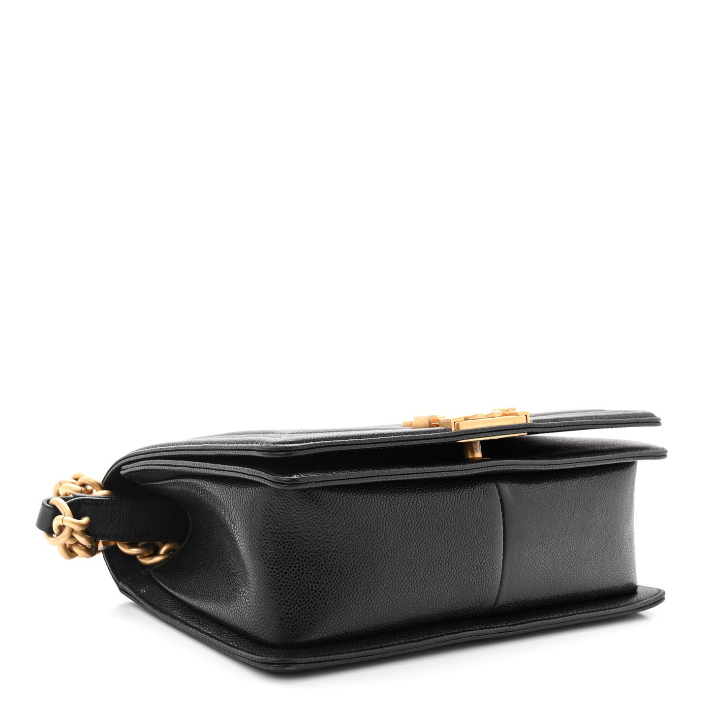 Caviar Chevron Quilted Medium Boy Flap Black