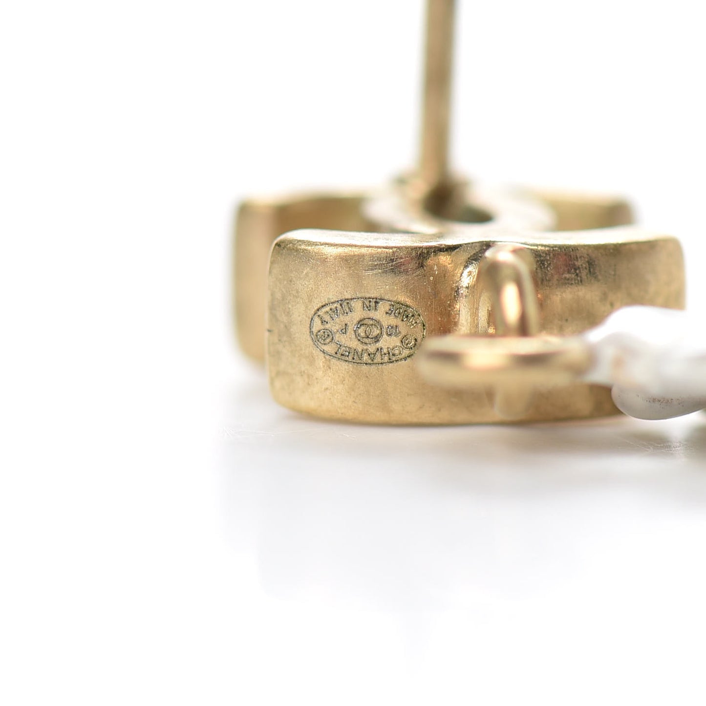 Flower CC Dangle Earrings Gold