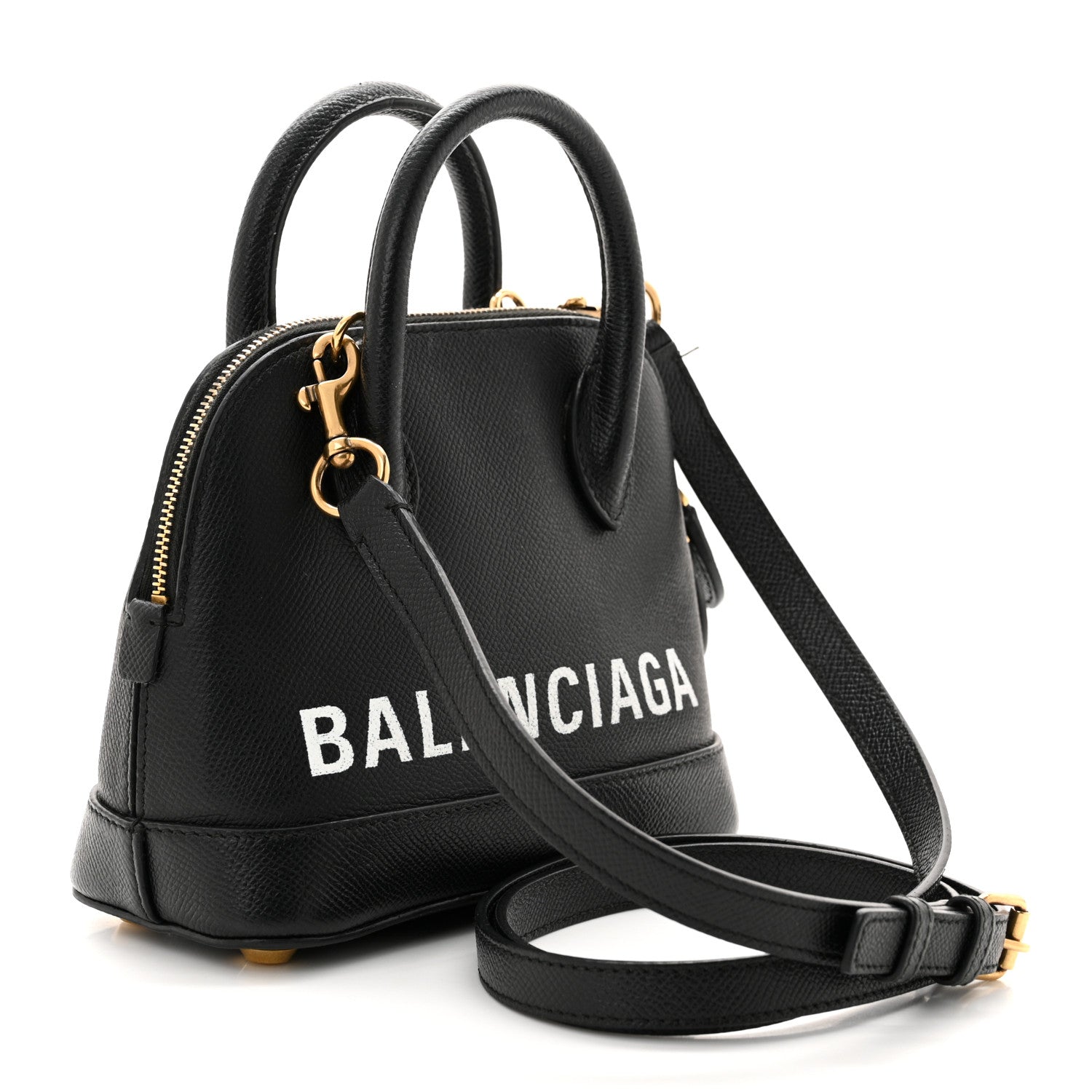 Balenciaga Signature Grained Calfskin XXS Ville Top Handle Bag Black White 3 of 12