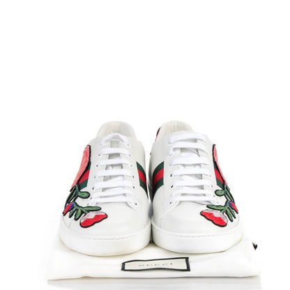 Gucci Calfskin Web Floral Embroidered Ace Sneakers 39.5 White 9 of 9