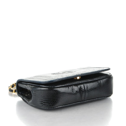 Chanel Lizard Mini Flap Shoulder Bag Navy 4 of 8