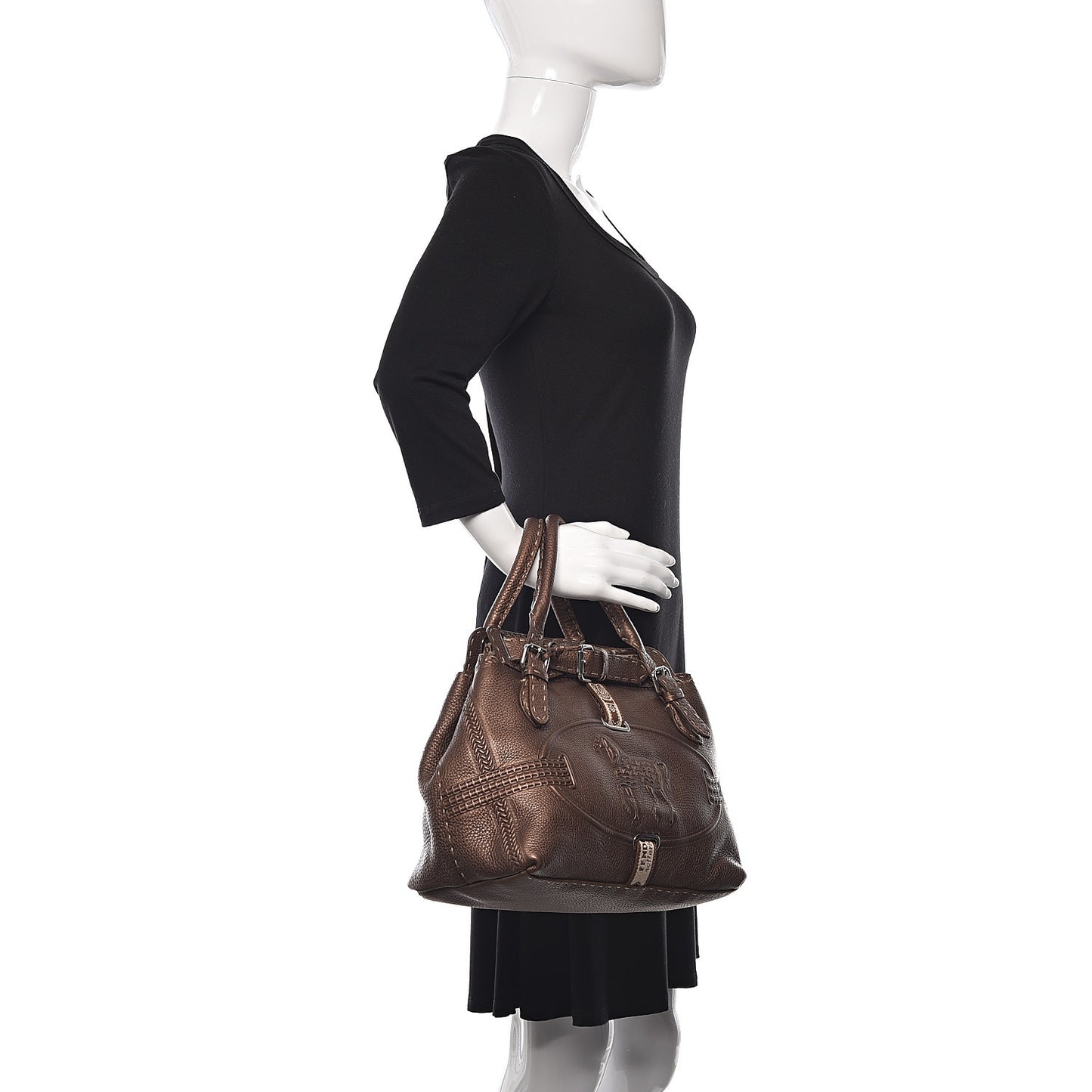 Calfskin Romano Selleria Small Villa Borghese Tote Bronze