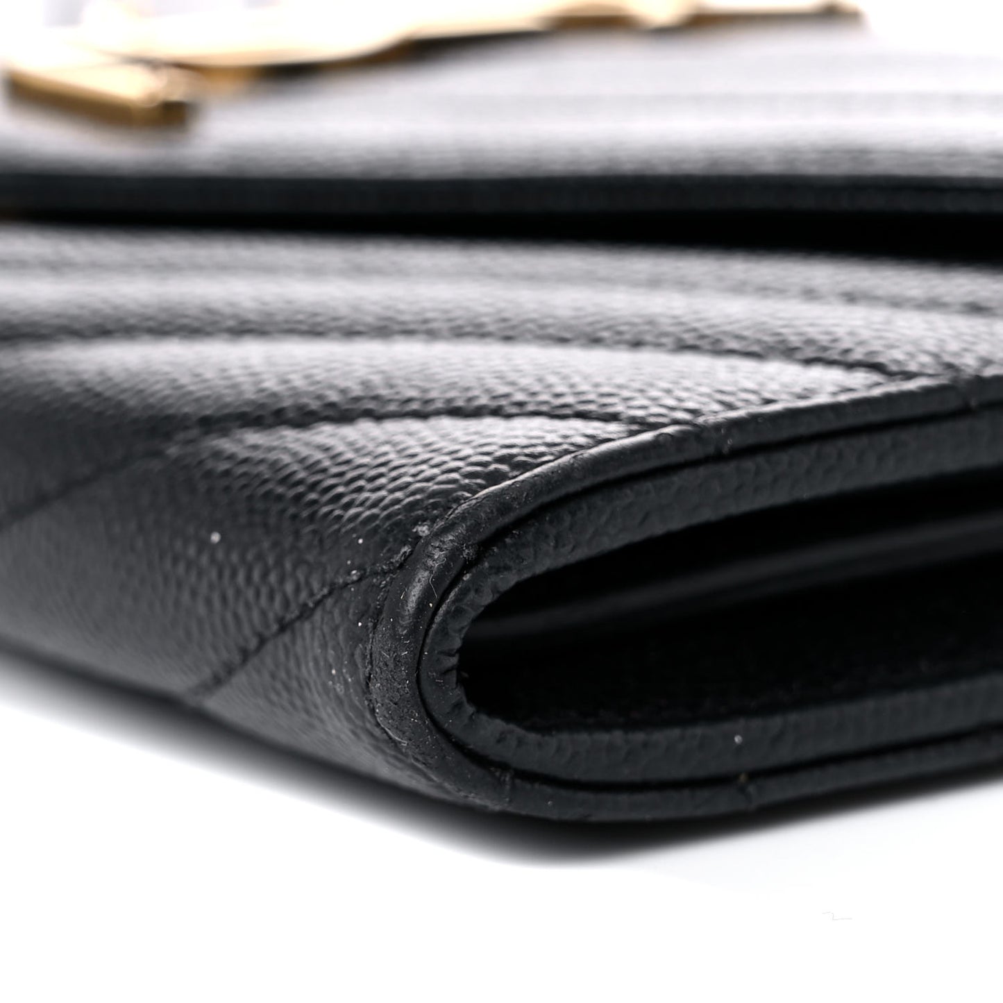 Grain De Poudre Matelasse Chevron Monogram Flap Wallet Black