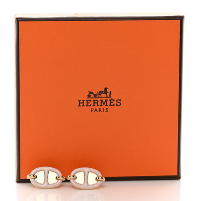 Hermes Enamel Mini Maillon Earrings Rose Candeur 5 of 5