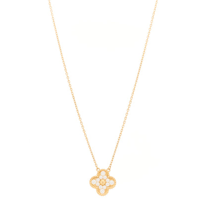 Van Cleef & Arpels 18K Yellow Gold Diamond Vintage Alhambra Pendant Necklace 1 of 5