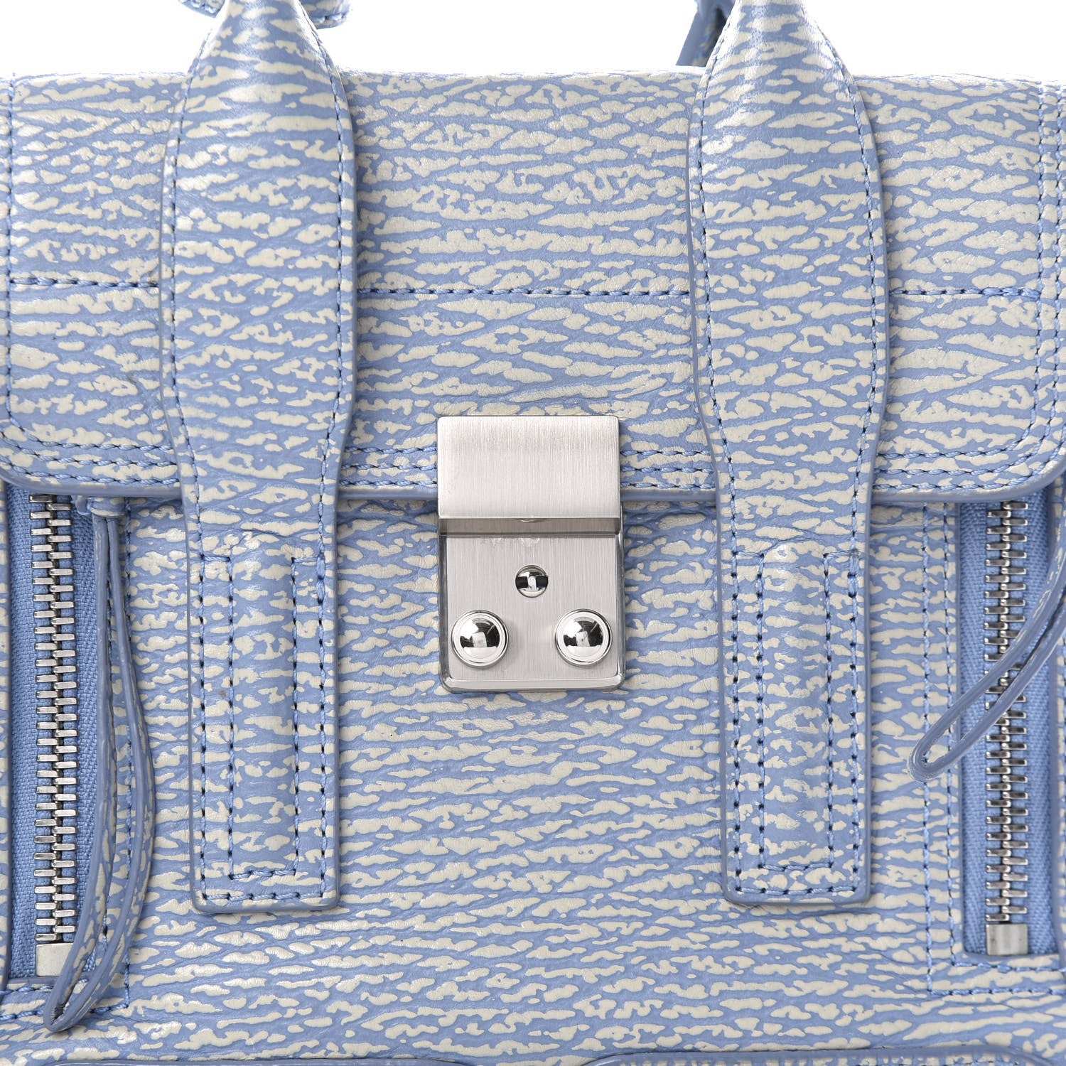 3.1 Phillip Lim 3.1 Textured Calfskin Mini Pashli Satchel Blue Ivory 10 of 10