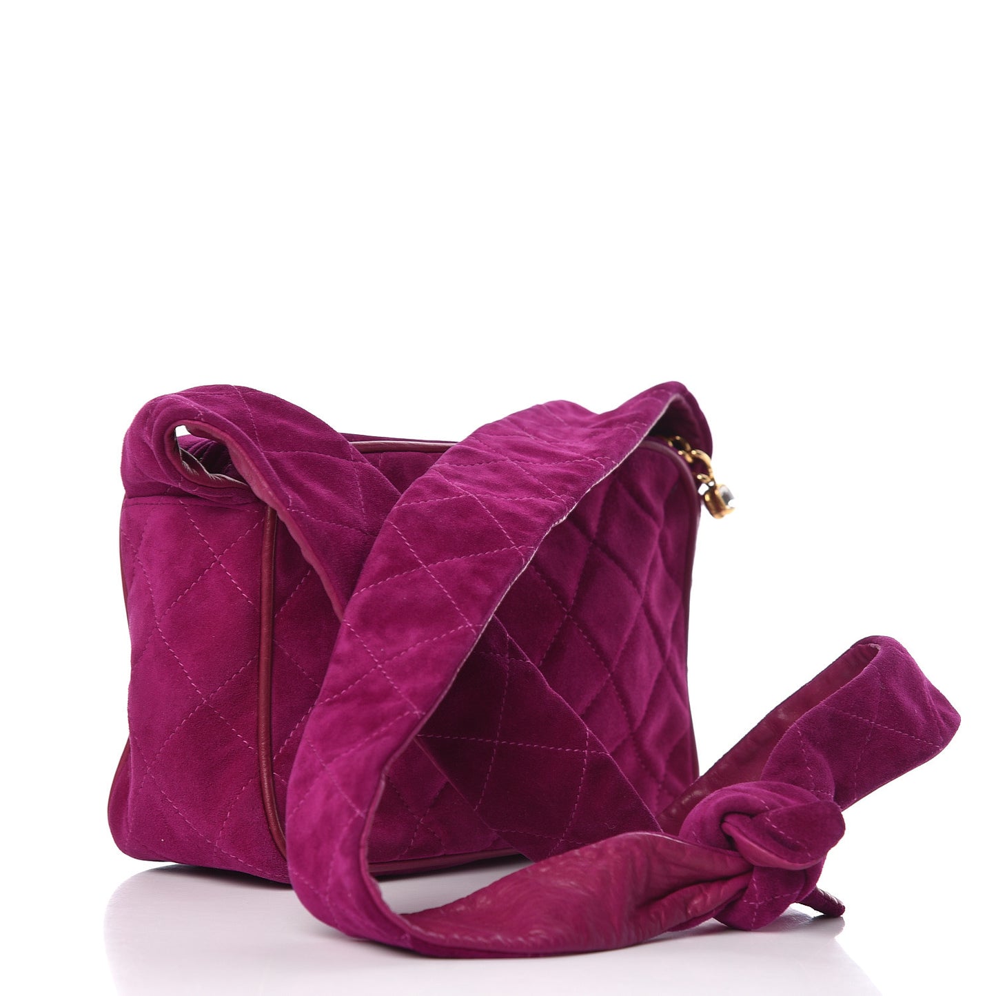 Suede Quilted CC Camera Crossbody Purple
