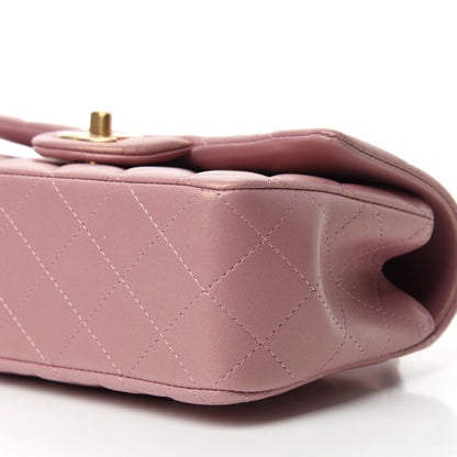Chanel Iridescent Lambskin Quilted Mini Top Handle Rectangular Flap Pink 7 of 10