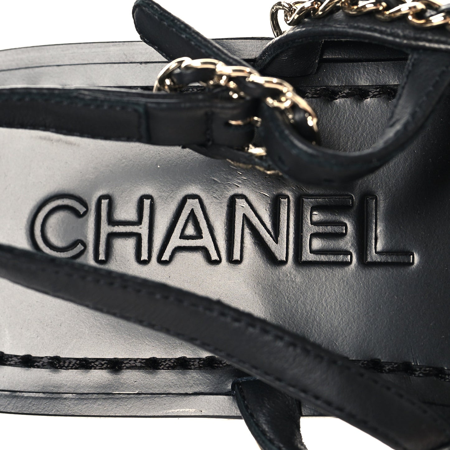 Lambskin Chain Sandals 37.5 Black